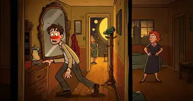 Виц: Пиян и огледало