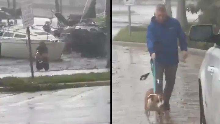 Мъж се върна в платноходка, за да спаси куче и котка в разгара на урагана Иан
